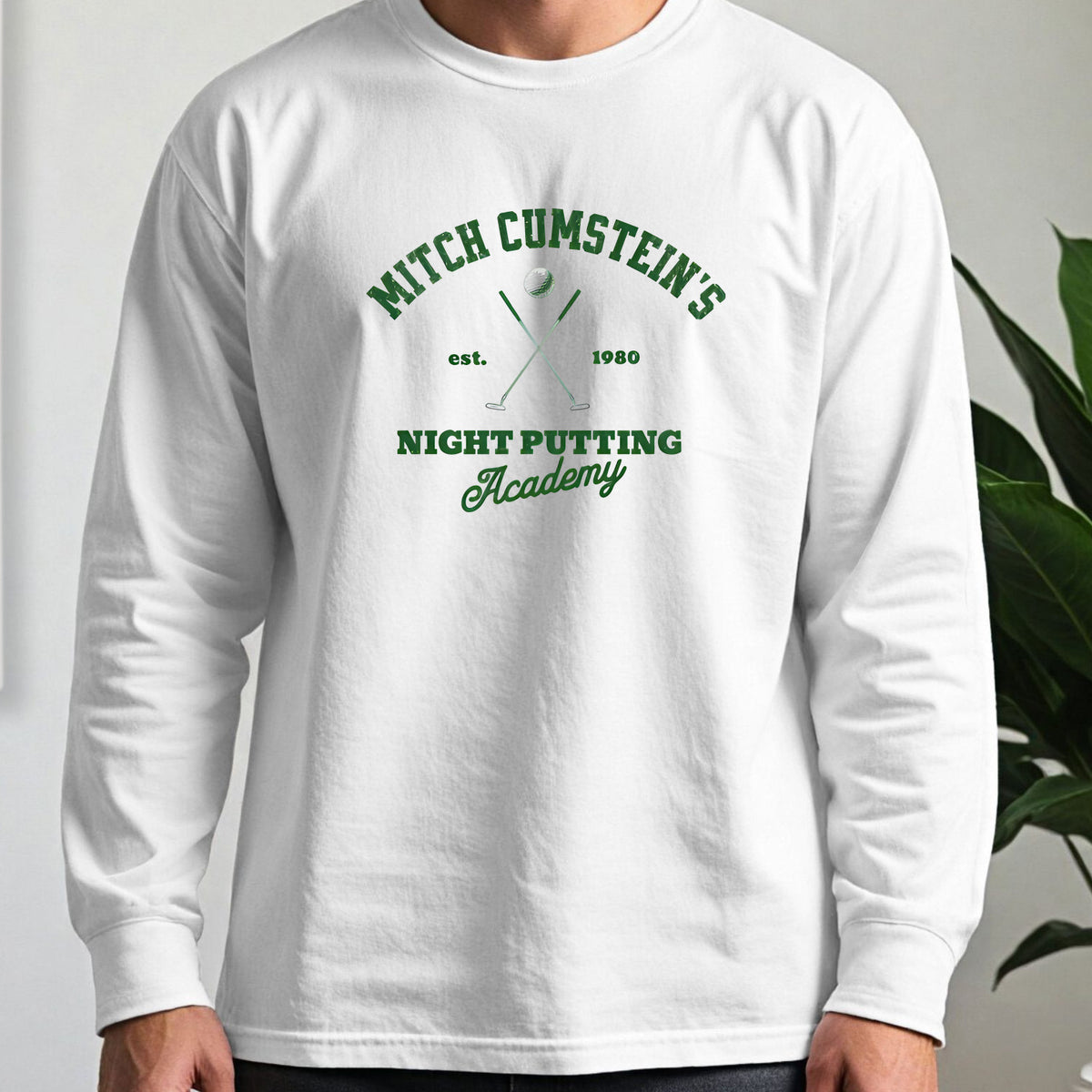 Mitch Cumstein Night Putting Long Sleeve Tee worn, White
