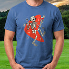 Martini Skeleton Strut Propaganda Tee worn on the golf course, Royal