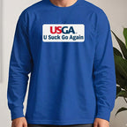 U Suck Go Again Long Sleeve Tee worn, Royal