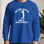 No Bad Shots Long Sleeve Tee worn, Royal