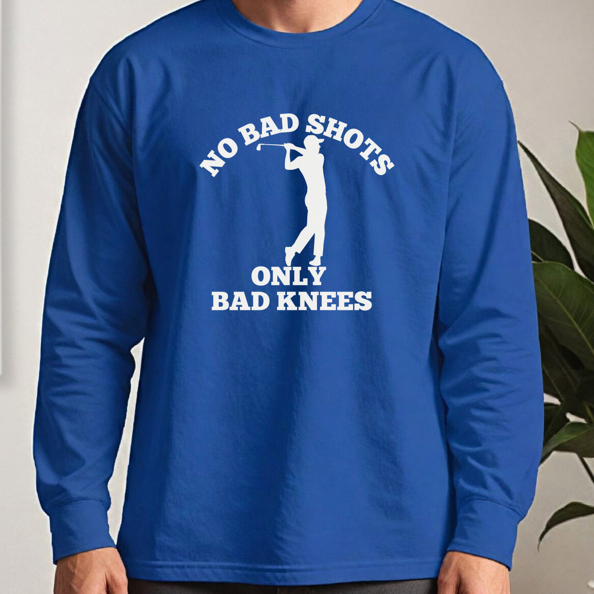 No Bad Shots Long Sleeve Tee worn, Royal