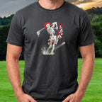 Rose Skeleton Street Art Tee worn on the golf course, Black