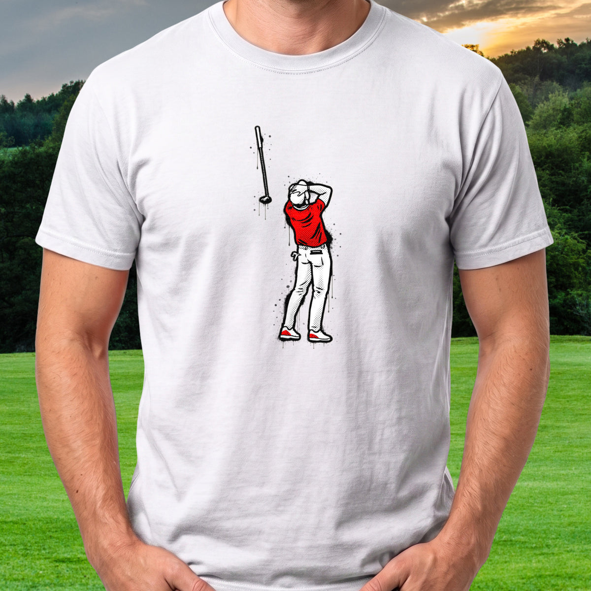 Rorie Wins It Tee worn on the golf course, White