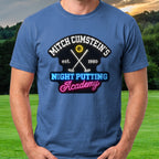 Night Putting Neon Sign Tee worn on the golf course, Royal