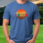 Golf Swing Bears Sunset Tee worn on the golf course, Royal