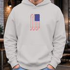 USA Flag Clubs & Balls Hoodie worn, Sport Grey