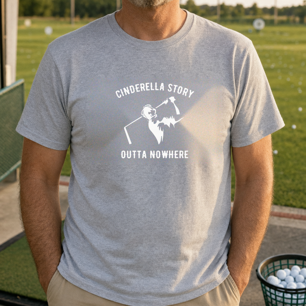 Cinderella Story Tee worn on the golf course, Sport Grey