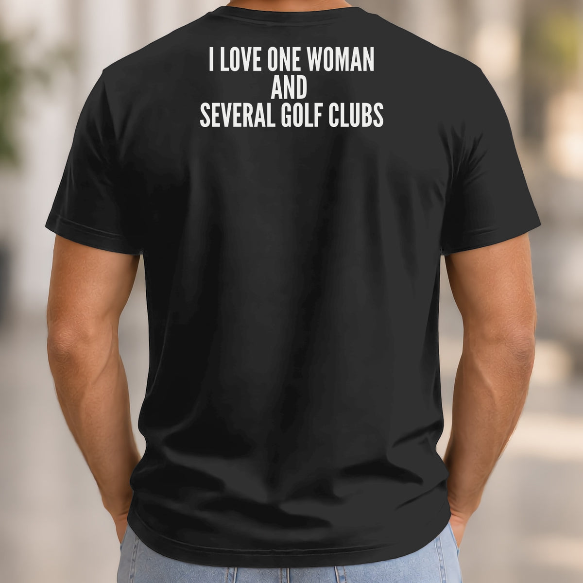 I Love One Woman Back Print Tee worn, Black