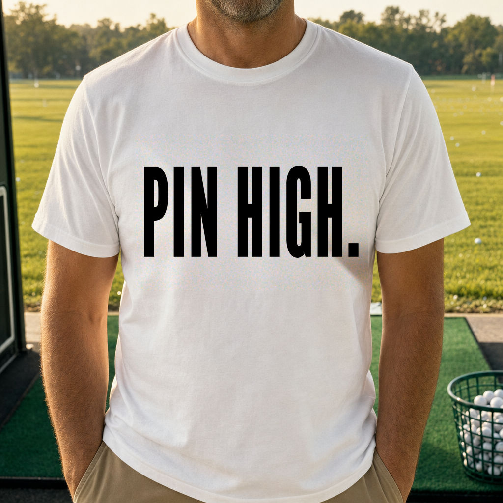 PIN HIGH Tee worn on the golf course, White