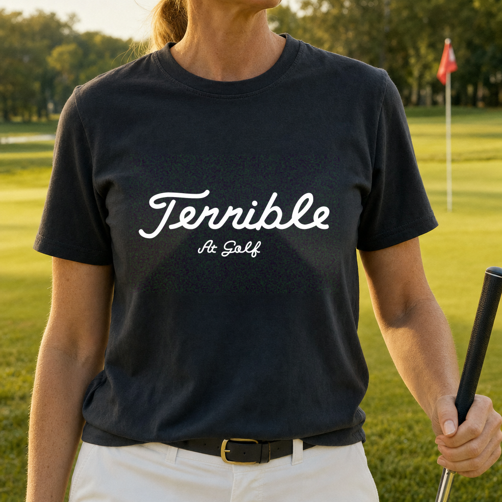 Terrible Heavyweight Tee worn on the golf course, Ivory