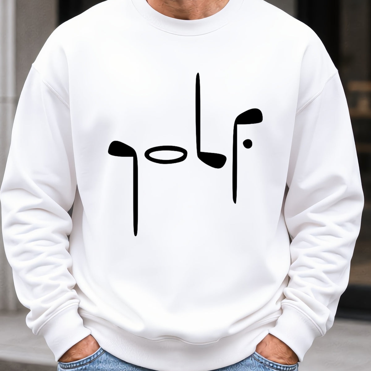 Golf Club Type Sweatshirt worn, White