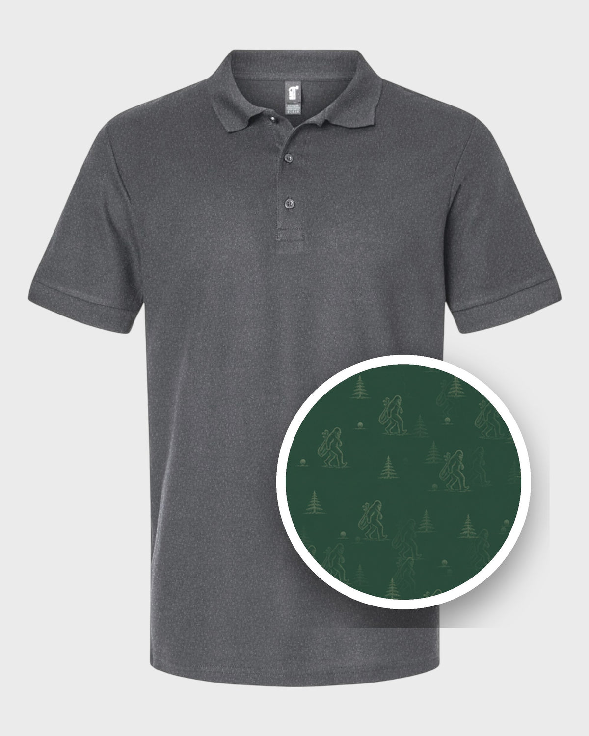 Sasquatch Forest Performance Print Polo, print close-up