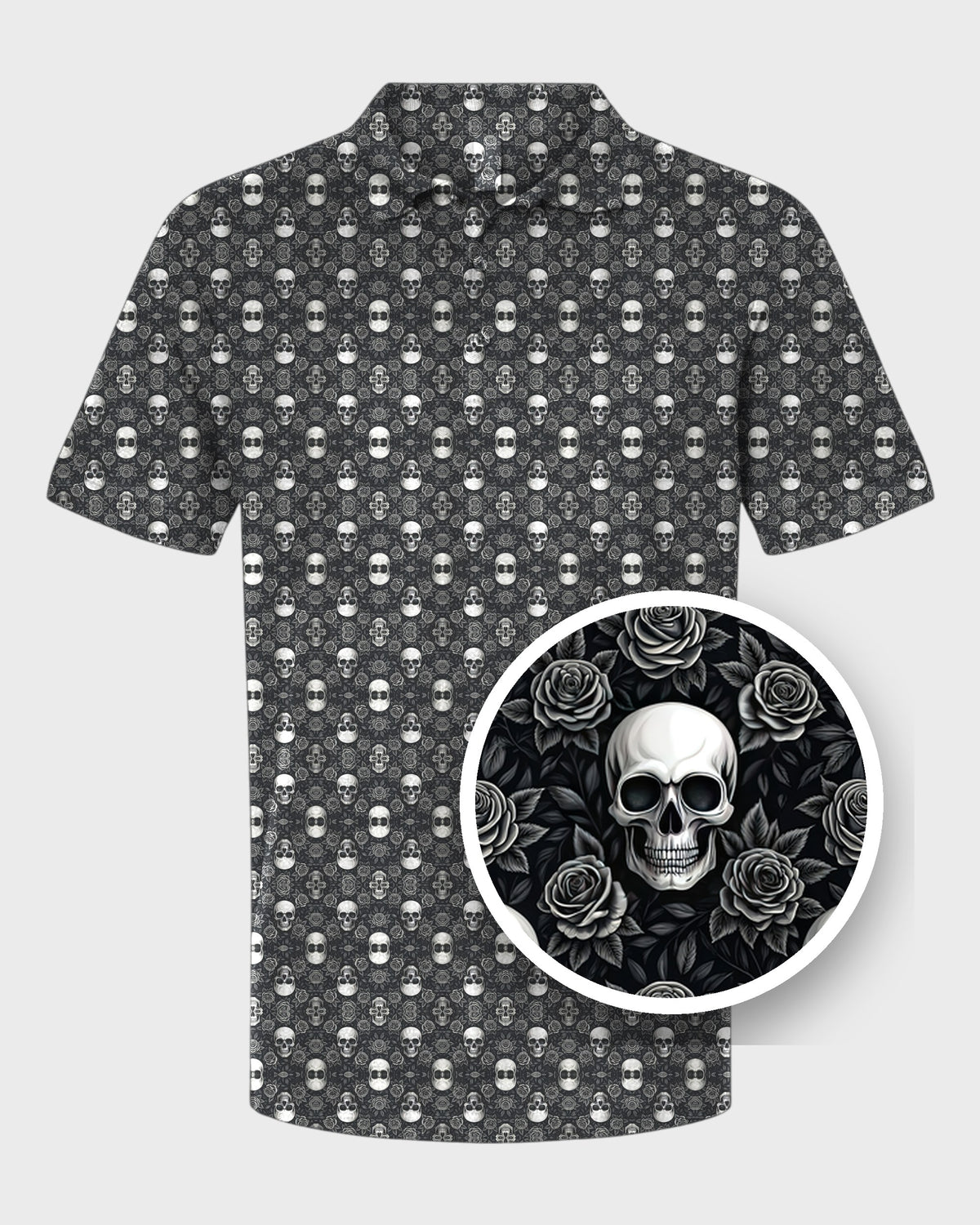 Gothic Roses Performance Print Polo, print close-up