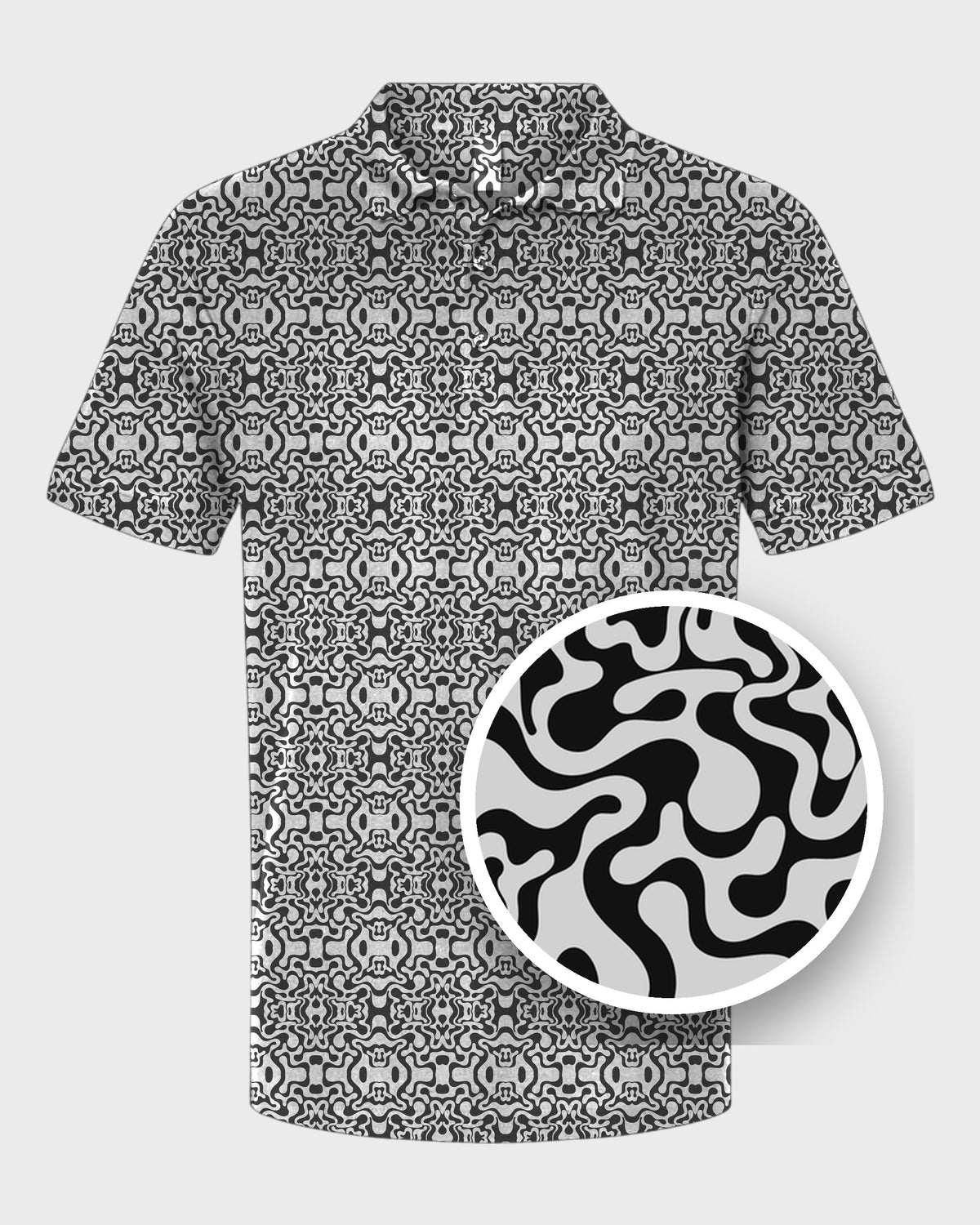 Groovy Swirl Performance Print Polo, print close-up