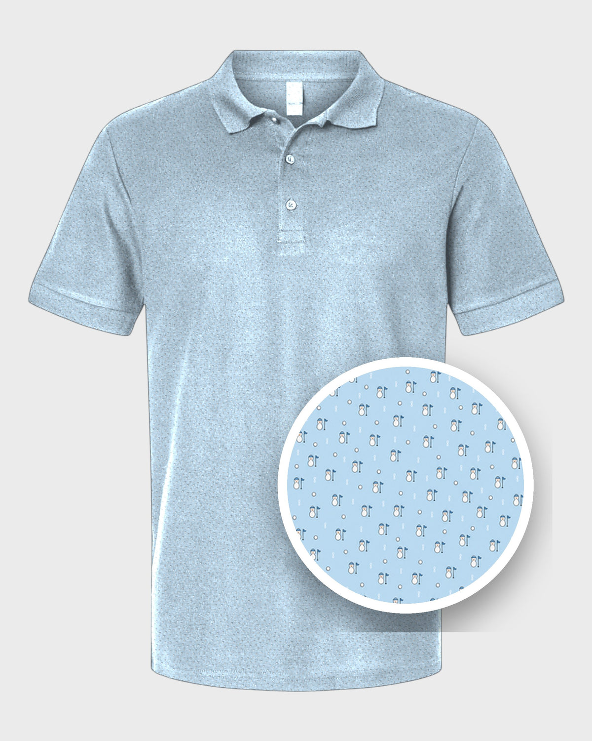 Snowman Season Performance Print Polo, print close-up