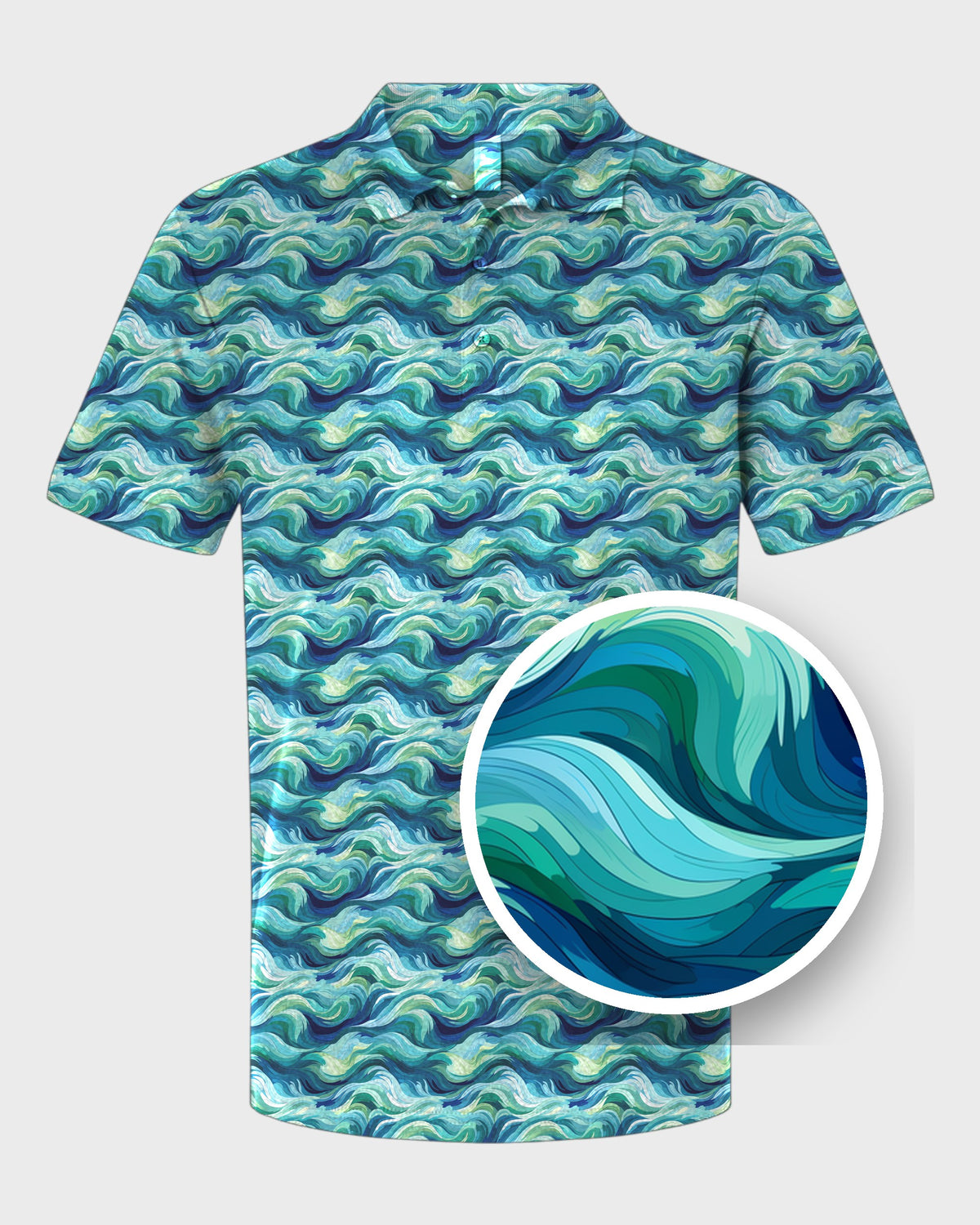 Ocean Swirl Performance Print Polo, print close-up