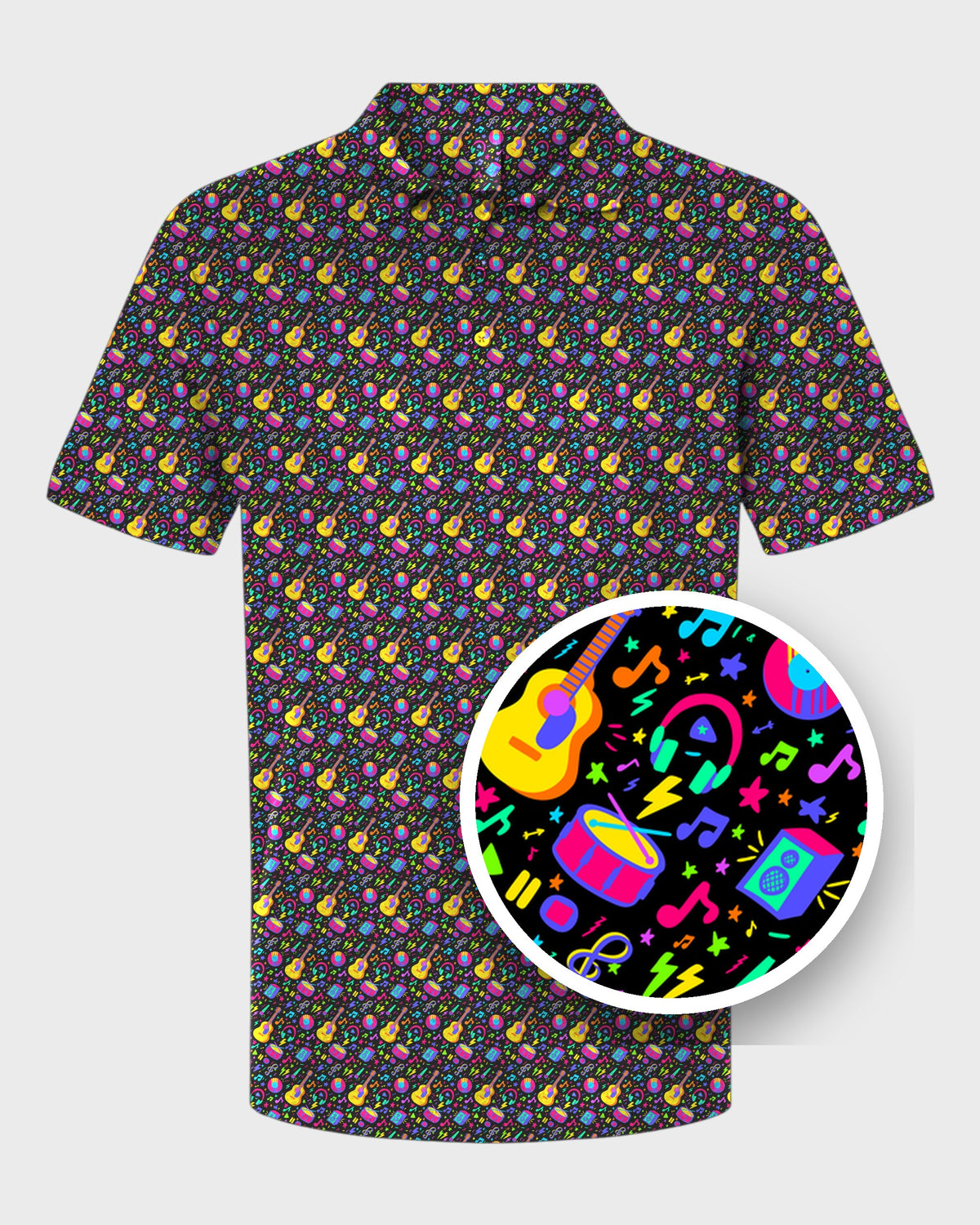 Neon Music Performance Print Polo, print close-up