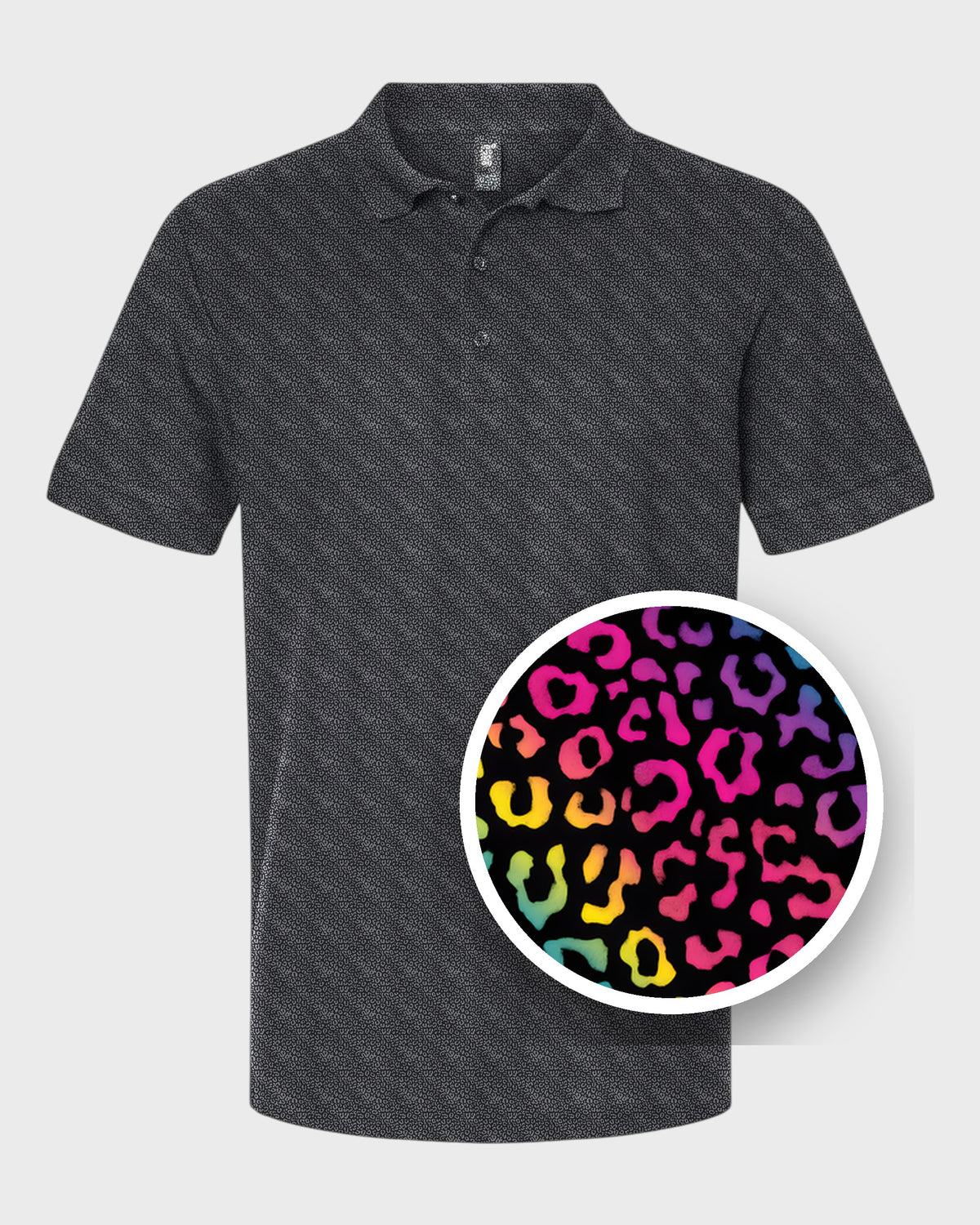 Rainbow Leopard Performance Print Polo, print close-up