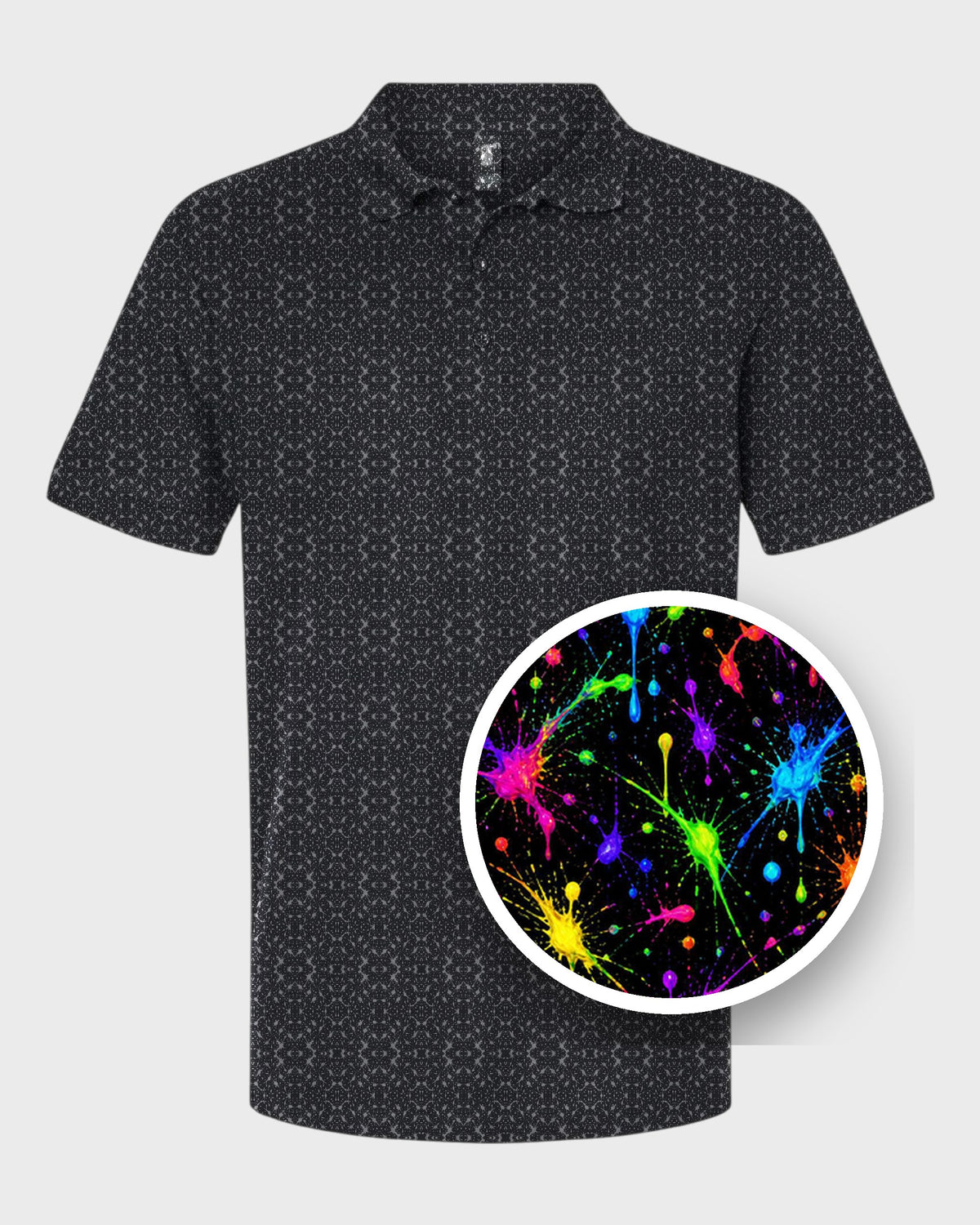 Neon Splatter Performance Print Polo, print close-up