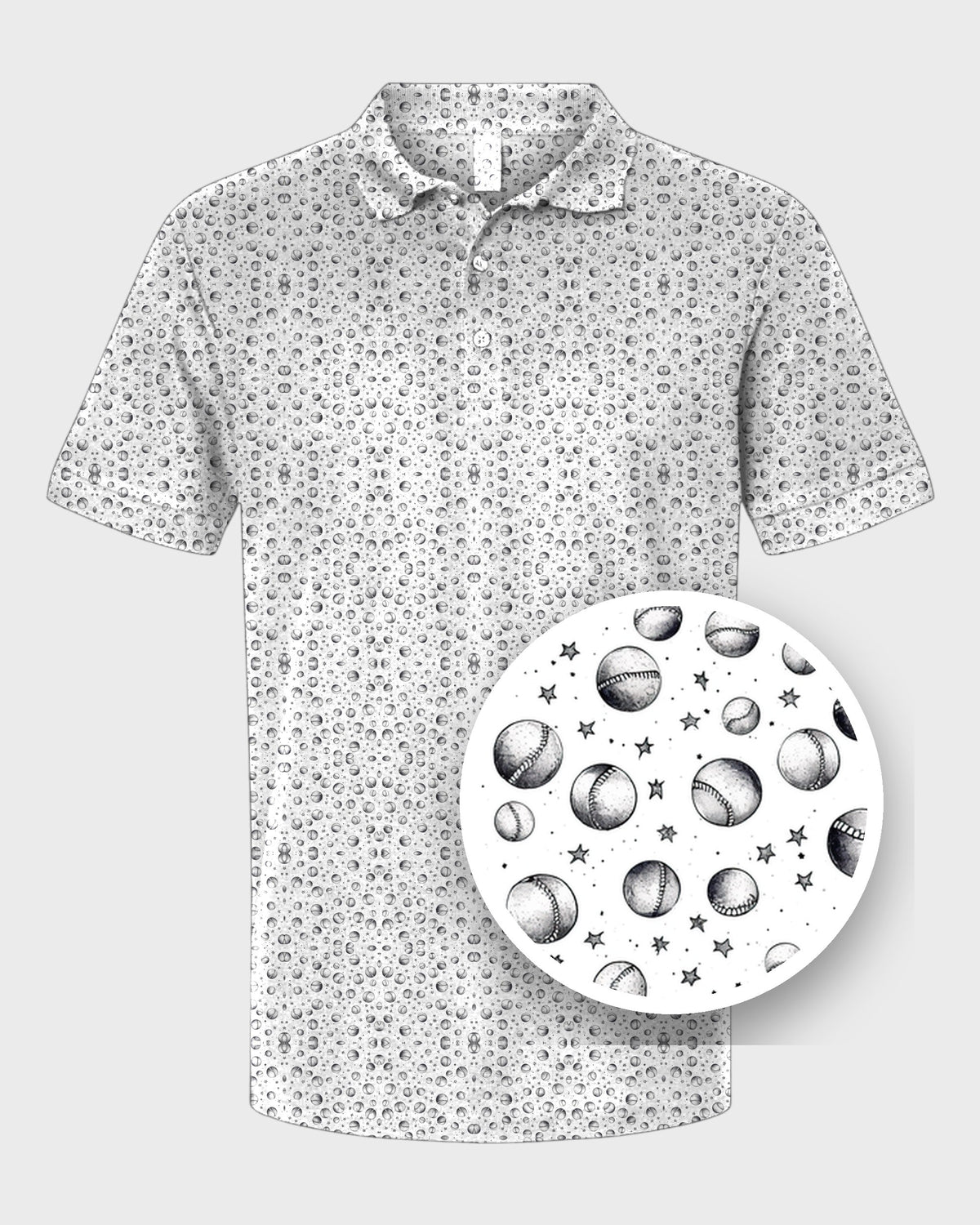 Baseballs Performance Print Polo, print close-up
