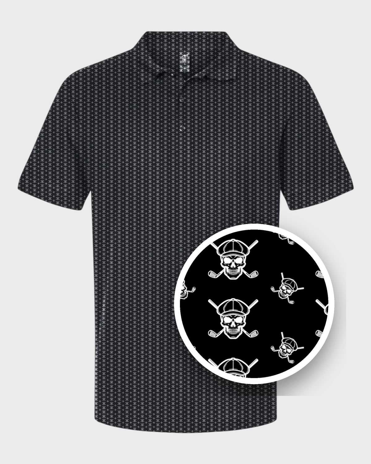Skull And Cross Clubs Performance Print Polo, print close-up