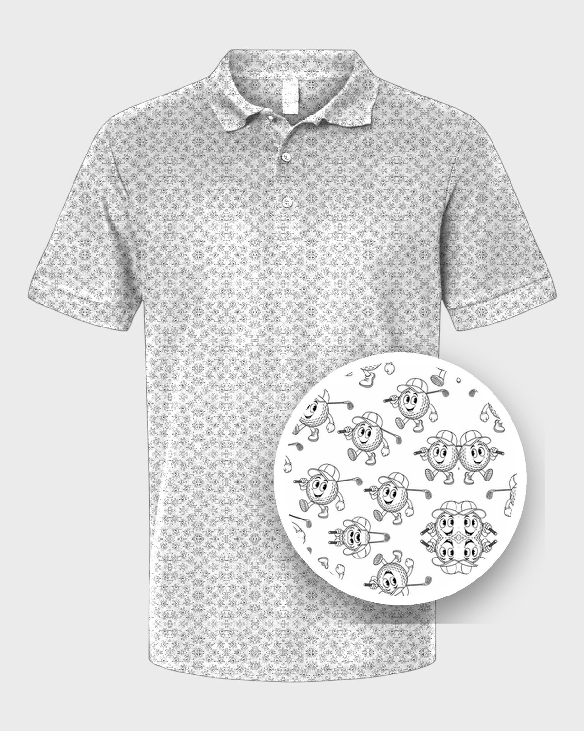 Golf Ball Buddies Performance Print Polo, print close-up