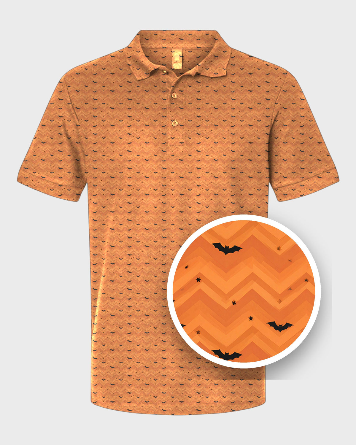 Halloween Bats Performance Print Polo, print close-up
