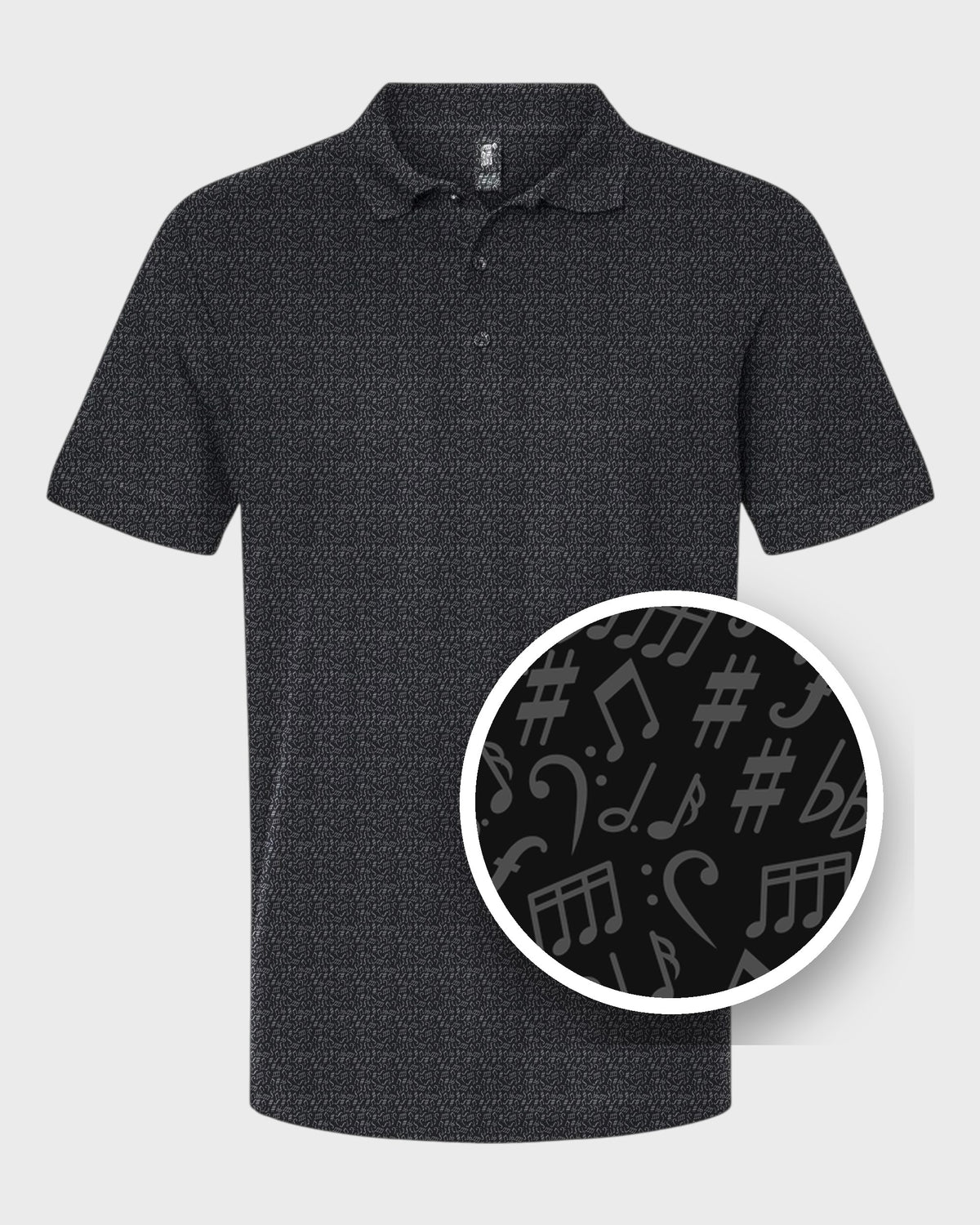 Music Notes Performance Print Polo, print close-up