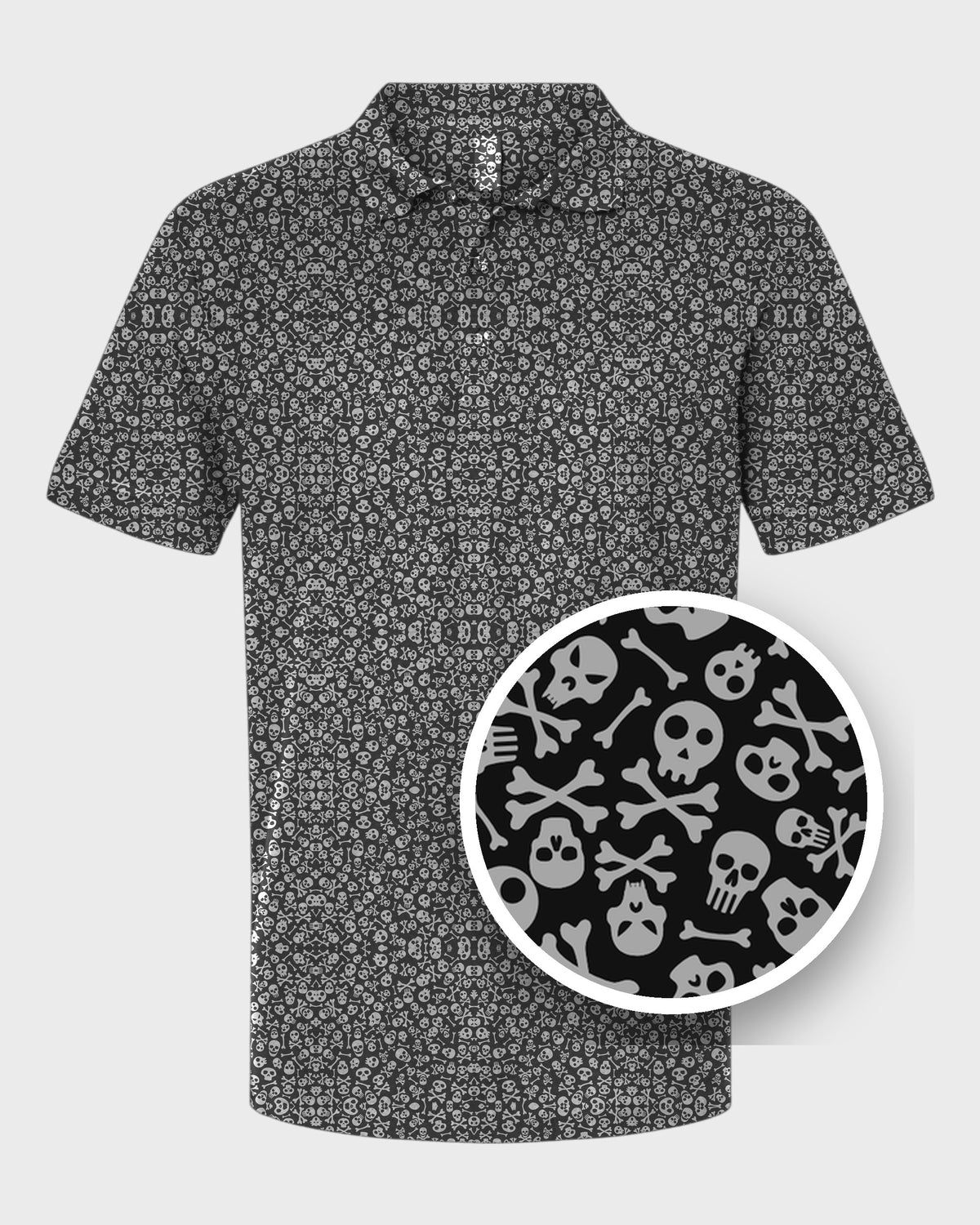 Skull Pile Performance Print Polo, print close-up
