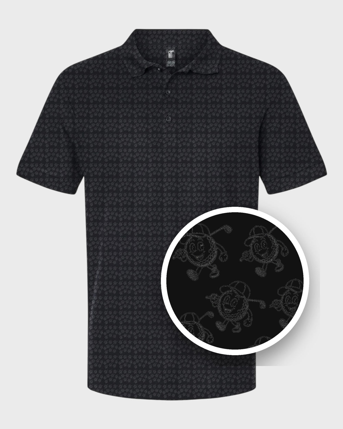 Golf Ball Icon Performance Print Polo, print close-up