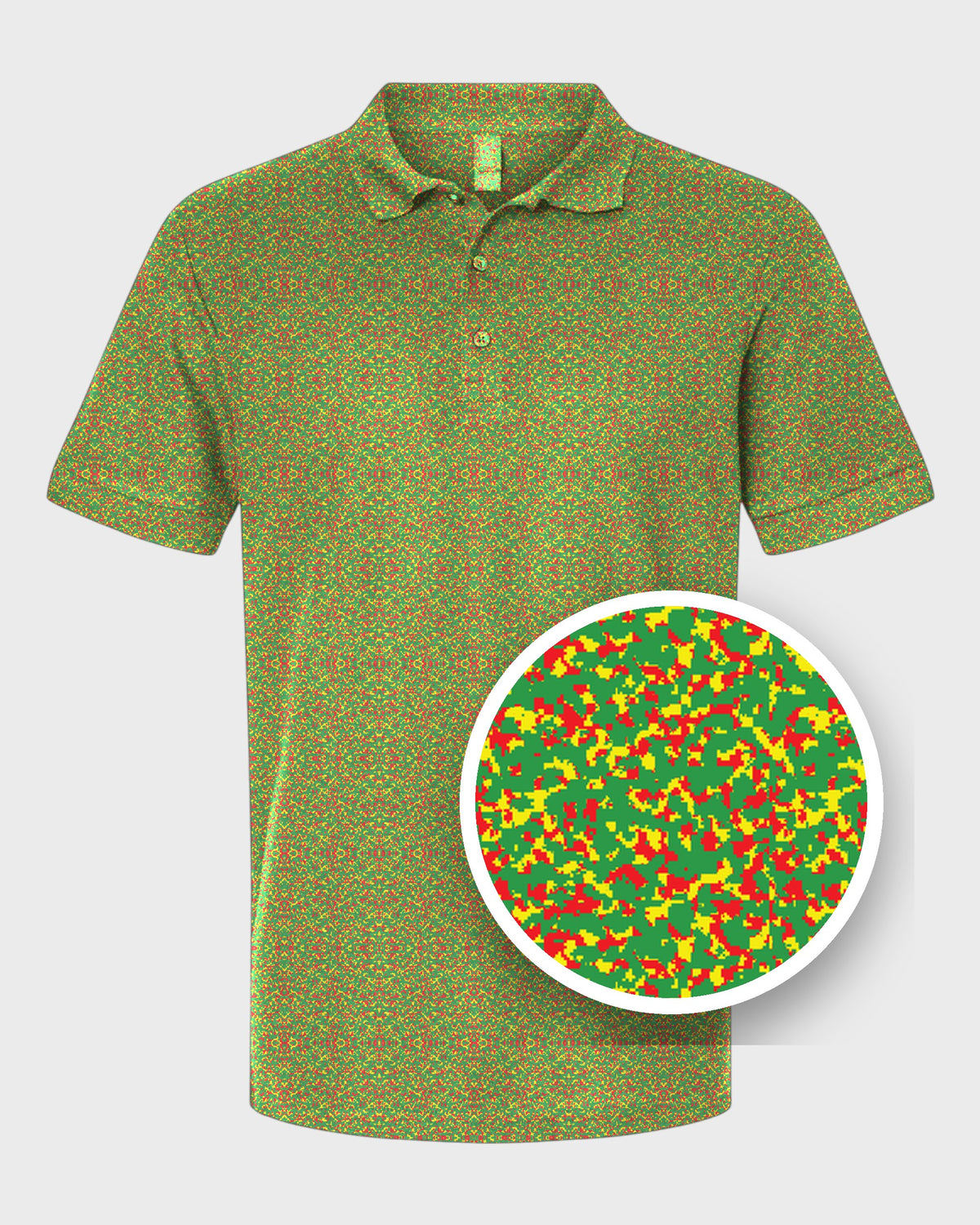 Rasta Camo Performance Print Polo, print close-up