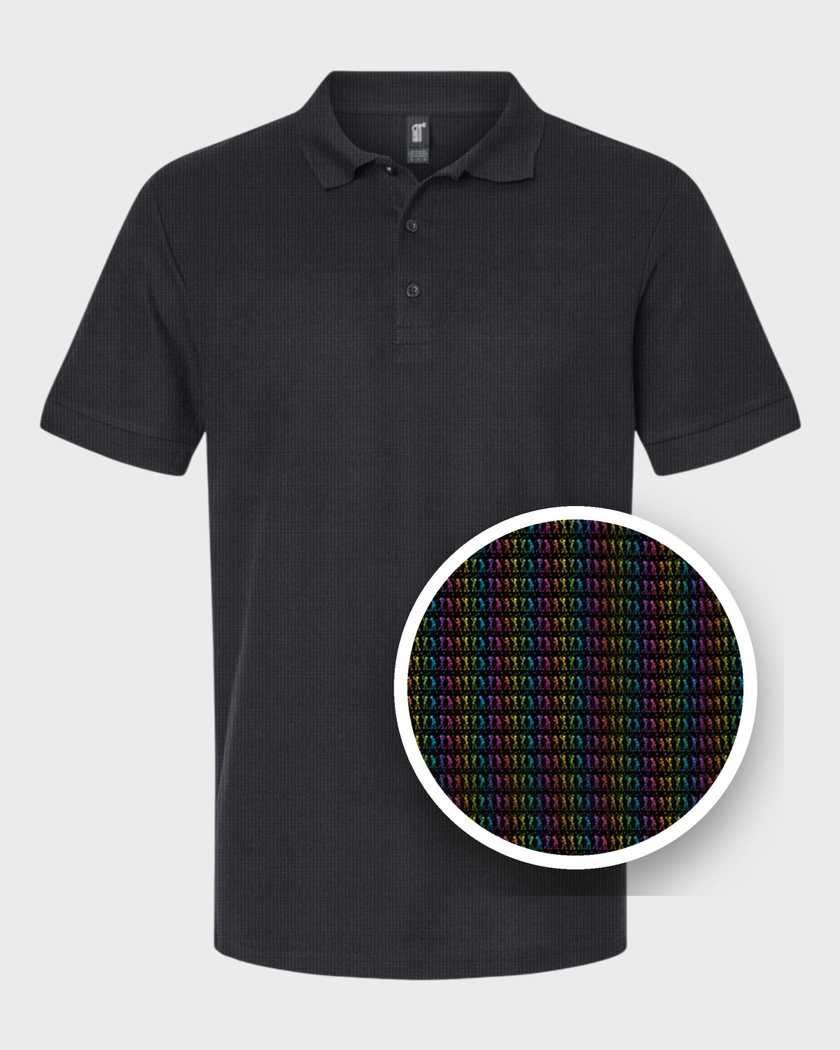 Rainbow Skeleton Line Performance Print Polo, print close-up